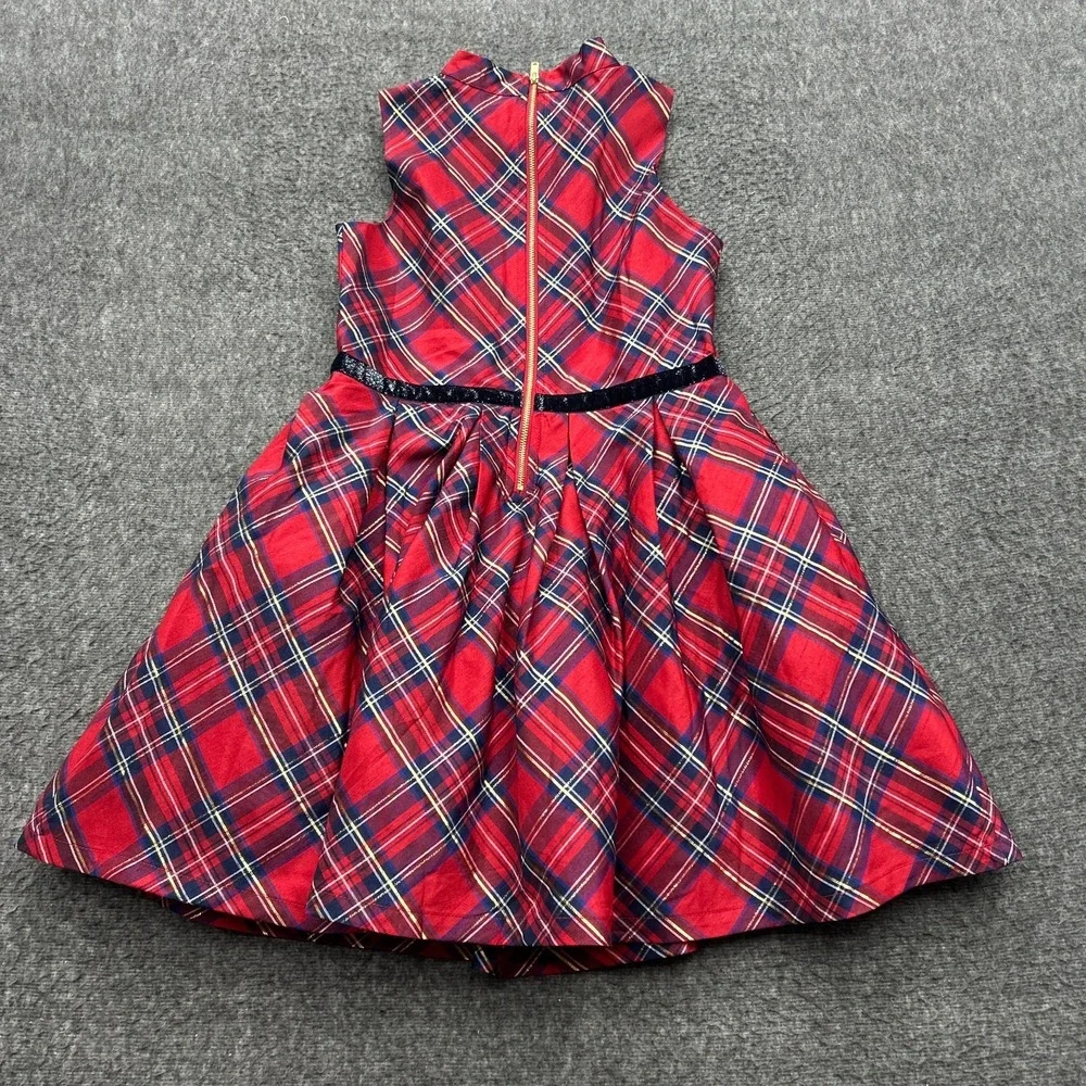 American Girl Truly Me Girl's Red and Blue Pretty Plaid Christmas Dress Size 8